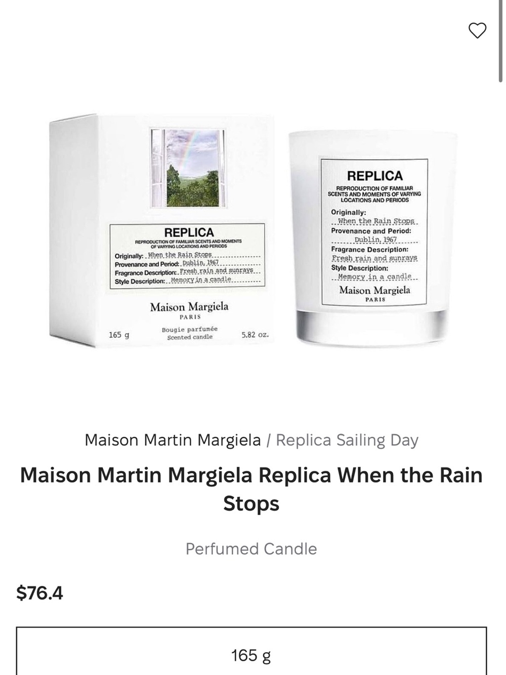 BNIB SEALED authentic Maison Margiela When the Rain stops candle 5.8oz